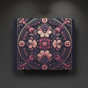 Dark Romance Burgundy Art Deco Floral Summer  Mouse Mat