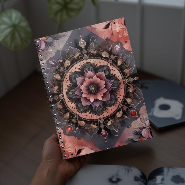 Dark Romance Burgundy Art Deco Floral Summer Notebook (Creator Uploaded)