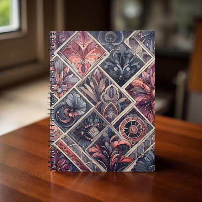 Dark Romance Burgundy Art Deco Floral Summer Notebook (Creator Uploaded)