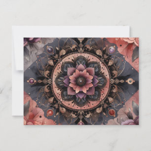 Dark Romance Burgundy Art Deco Floral Summer Postcard