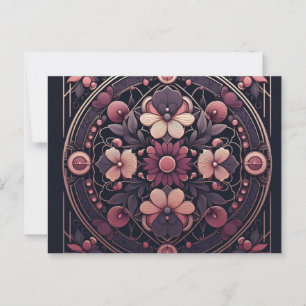 Dark Romance Burgundy Art Deco Floral Summer Postcard