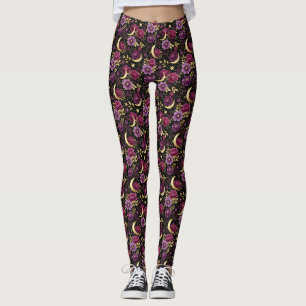 Dark Romance Celestial Moon Purple Gold Leggings