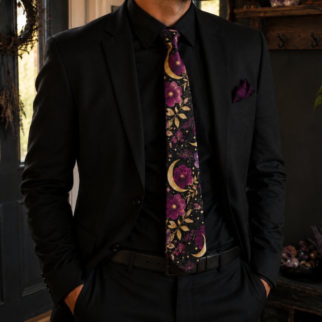 Dark Romance Celestial Moon Purple  Tie (Creator Uploaded)