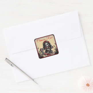 Dark Romance_ Crimson Rose Square Sticker
