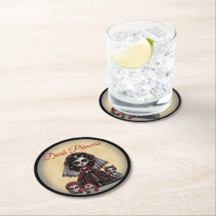 Dark Romance_ Dark Princess Round Paper Coaster