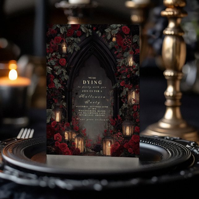 Dark Romance Gothic Lantern Party Night Invitation (Creator Uploaded)