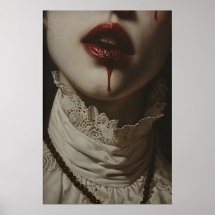 Dark Romance Gothic Vampire Woman Art Portrait Poster