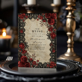 Dark Romance Lace Halloween Party Invitation