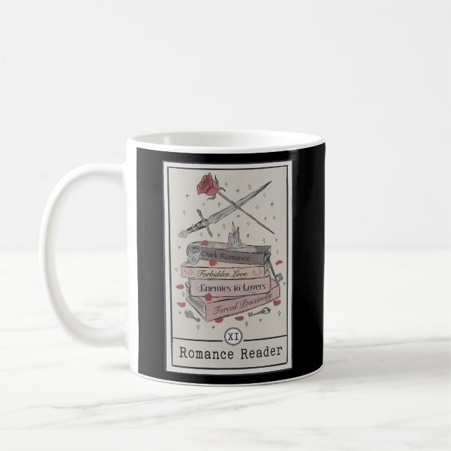 Dark Romance Reader Tarot Card Bookish Smut Reader Coffee Mug (Left)