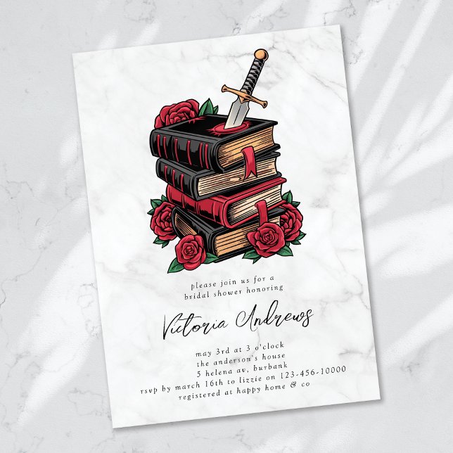 Dark Romance Romantacy Bookish Bridal Shower Invitation (Creator Uploaded)