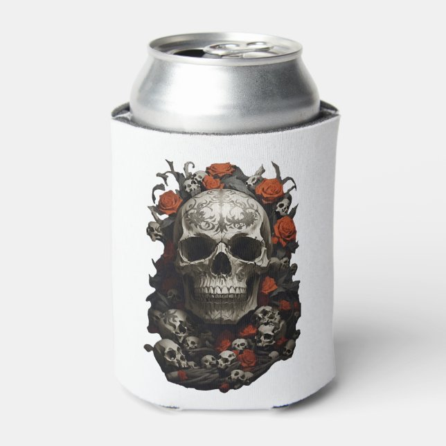 Dark Romance Skulls and Roses Can Cooler (Can Front)