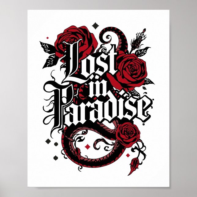 Dark Romance Tattoo Style Quote Poster (Front)