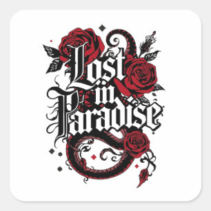 Dark Romance Tattoo Style Quote Square Sticker