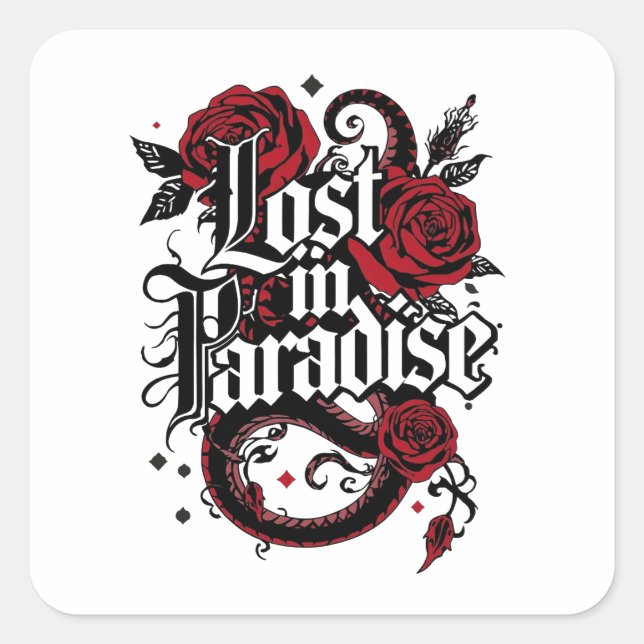 Dark Romance Tattoo Style Quote Square Sticker (Front)