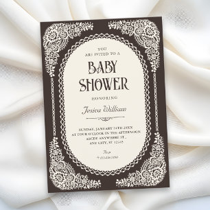 Dark romance victorian lace baby shower invitation