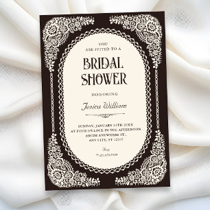 Dark romance victorian lace bridal shower invitation