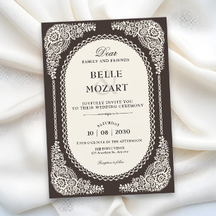 Dark romance victorian lace wedding invitation