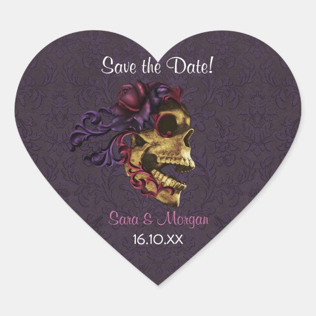 Dark Romance with Skull Art Heart Sticker (Front)