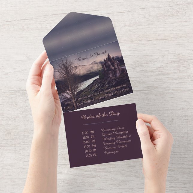 Dark Romantic All in One Wedding Invite (Tearaway)