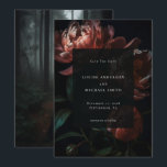 Dark Romantic Black Peony Floral Wedding Photo Save The Date<br><div class="desc">A dark moody save the date card,  romantic and sombre featuring a vintage style painting of peony flowers,  elegantly set typography for your wedding information and your custom photo on the back. The perfect pick for a winter wedding,  mansion wedding,  black themed wedding or vintage style wedding.</div>
