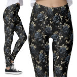 Dark Romantic Black Roses Fantasy Vintage Gothic Leggings<br><div class="desc">Gothic Black Roses Leggings | Vintage Floral Dark Fantasy Attire Step into the mysterious realm of my Gothic Black Roses Leggings, featuring an enchanting pattern of intertwined leaves, thorns and deep blue-black roses. Perfect for those embracing the Dark Side, these leggings seamlessly blend gothic and floral elements, with a slightly...</div>