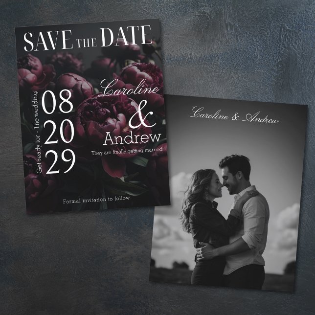 Dark Romantic Elegant Magazine Photo Save The Date (Creator Uploaded)
