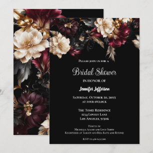 Dark Romantic Floral Gothic Bridal Shower Invitation