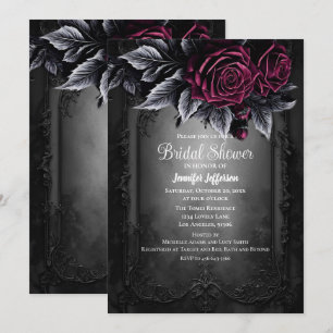 Dark Romantic Floral Gothic Bridal Shower Invitation
