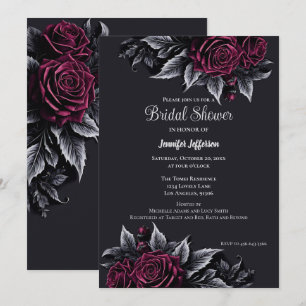 Dark Romantic Floral Gothic Bridal Shower Invitation