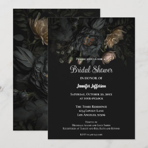 Dark Romantic Floral Gothic Bridal Shower Invitation