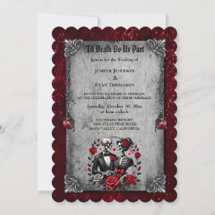 Dark Romantic Floral Gothic wedding invitation