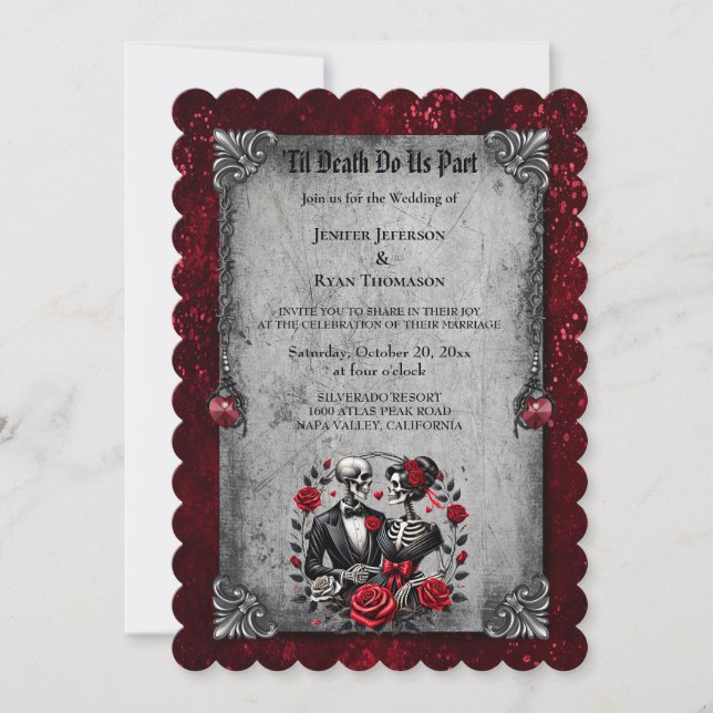 Dark Romantic Floral Gothic wedding invitation (Front)