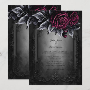 Dark Romantic Floral Gothic wedding invitation