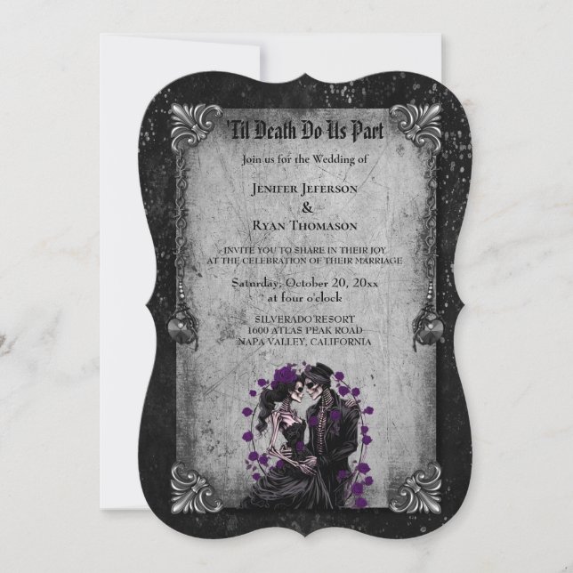 Dark Romantic Floral Gothic wedding invitation (Front)