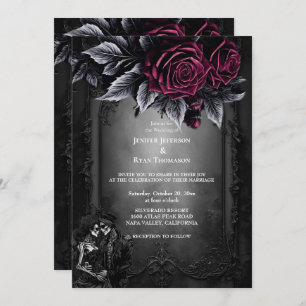Dark Romantic Floral Gothic wedding invitation