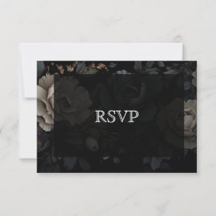 Dark Romantic Floral Gothic Wedding RSVP Card