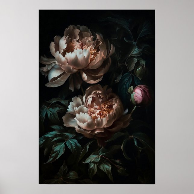 Dark Romantic Floral Oil Painting Poster (Front)