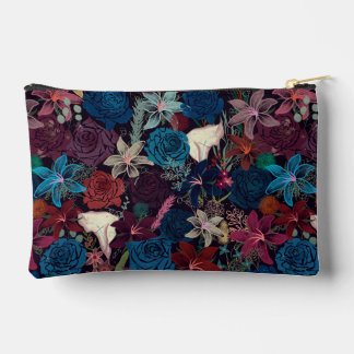 Dark Romantic Floral Pattern Accessory Pouch