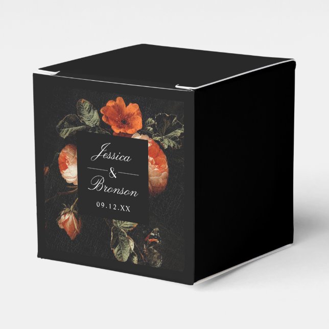 Dark Romantic Floral Roses Dutch Master Wedding Favour Box (Front Side)
