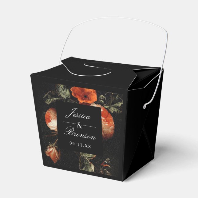 Dark Romantic Floral Roses Dutch Master Wedding Favour Box (Front Side)