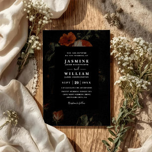 Dark Romantic Floral Roses Dutch QR Code Wedding Invitation
