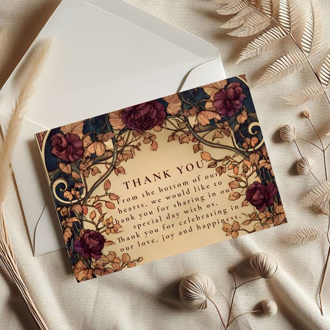 Dark Romantic Floral Wedding Thank You Card (Creator Uploaded)