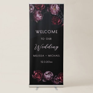  Dark Romantic Flowers Wedding Welcome Retractable Banner