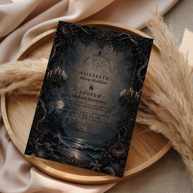 Dark Romantic Goth Beach Wedding Invitation (Creator Uploaded)