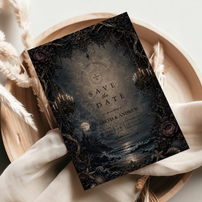 Dark Romantic Goth Beach Wedding Save The Date (Creator Uploaded)