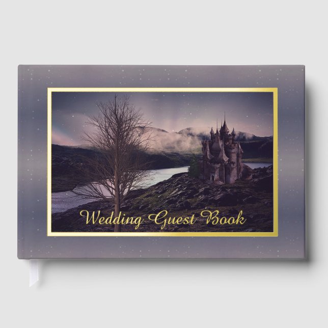 Dark Romantic Gothic Castle Wedding Guest Book (Front)
