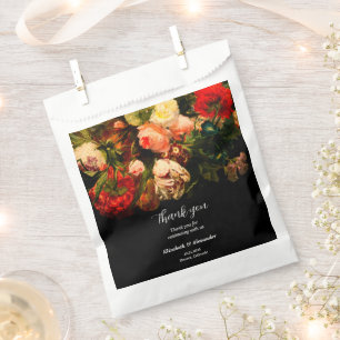 Dark romantic moody elegant floral wedding favour bags