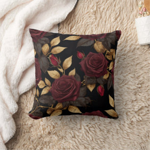 Dark Romantic Moody Floral Pattern Fall Throw Pill Cushion