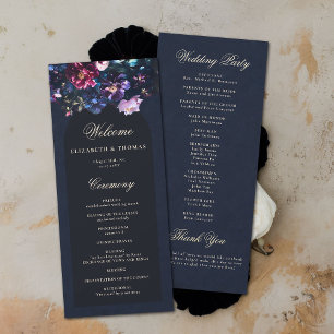 Dark Romantic Moody Florals Black Wedding Program