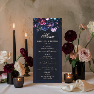 Dark Romantic Moody Florals Gothic Black Wedding Menu